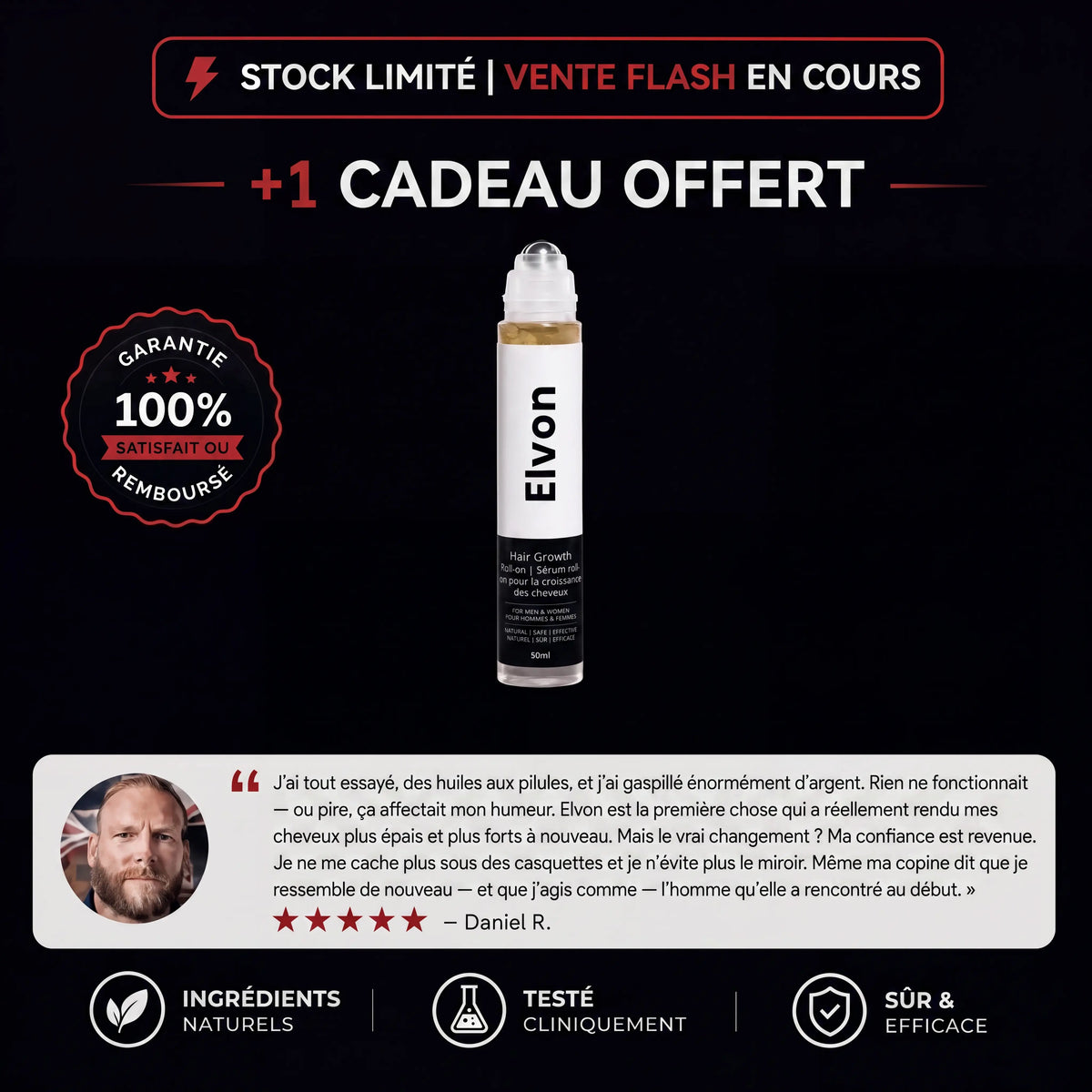 Sérum roll-on avancé pour la pousse des cheveux